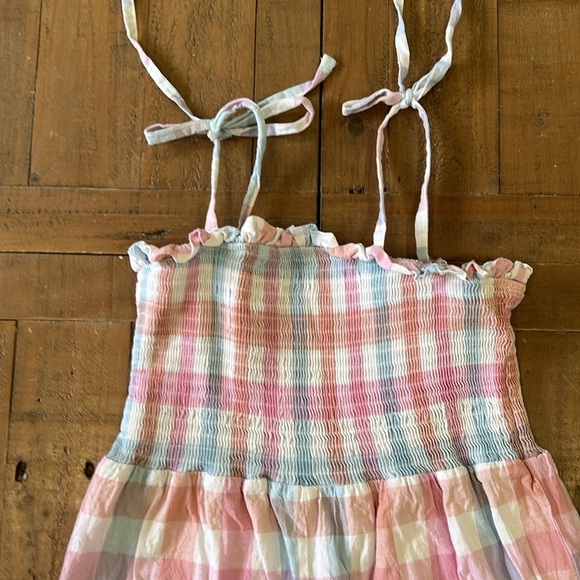 SweetHoney pastel plaid smocked leggy romper jumpsuit size 9 - Picture 3 of 8
